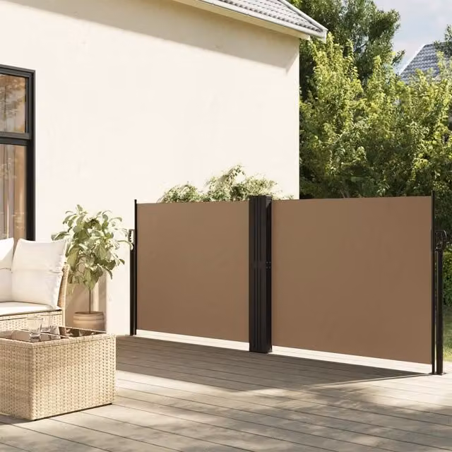 Berkfield Home Retractable Side Awning in Beige, Manual Pull, Polyester, W: 140 cm, L: 1200 cm – 1