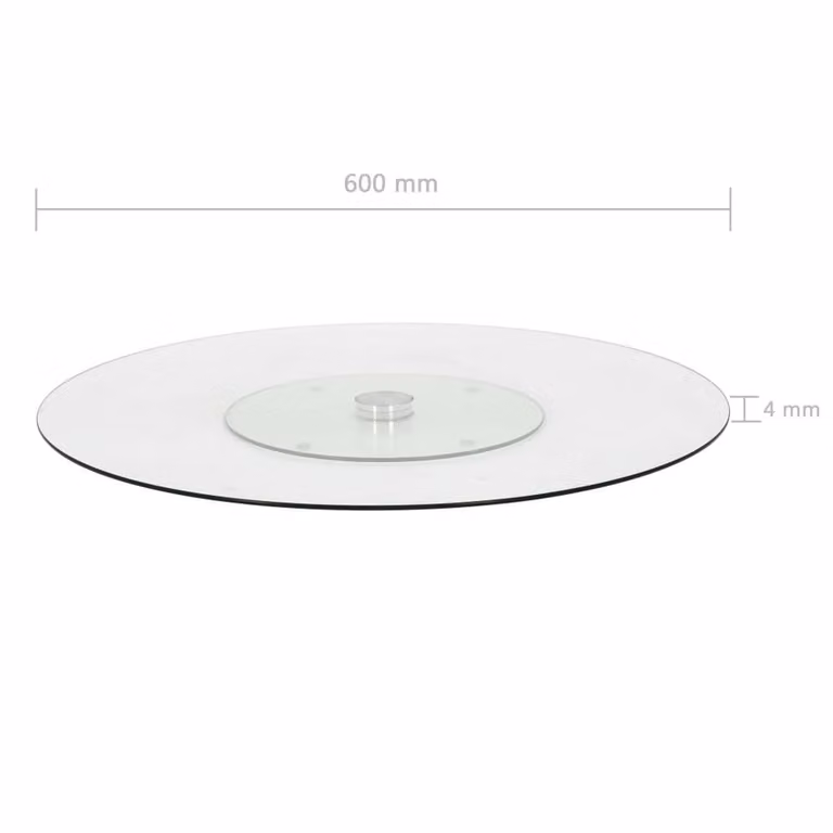 Berkfield Home Rotating Serving Plate, Clear Tempered Glass, Diameter: 60 cm