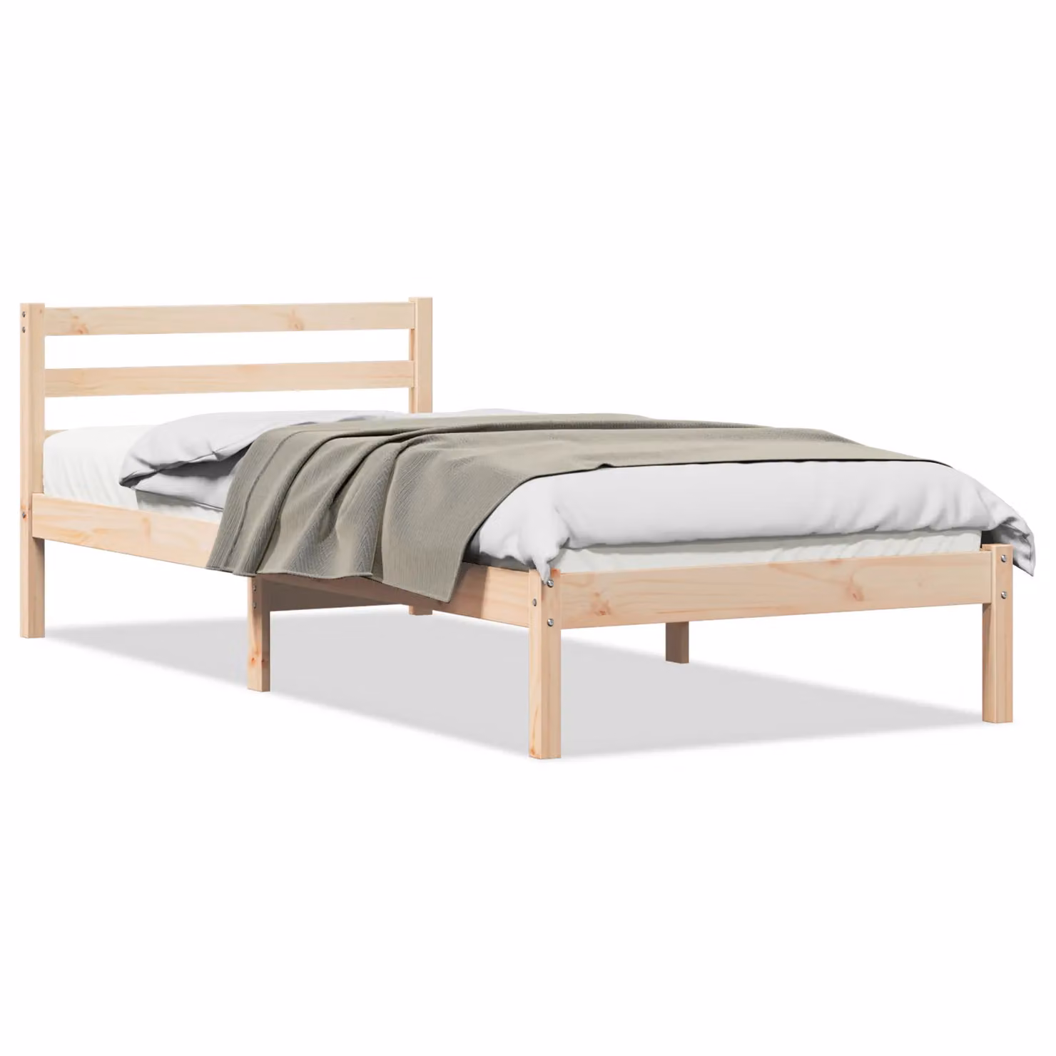 Berkfield Home Solid Wood Pine Bed Frame with Headboard, Brown, W: 100 cm, L: 210 cm – 2