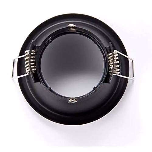 Loops Anti-Glare Recessed Bathroom Downlight, Matt Black Metal and Transparent Glass, IP65 Rated, Dimmable, Fits 75mm Hole – 2