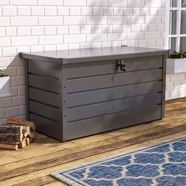 Hinsinc Lockable Metal Outdoor Storage Box in Grey, W/D/H: 120 x 61 x 63 cm