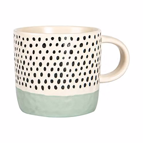Nicola Spring Blue Dotted Ceramic Stoneware Coffee Mug, 385ml