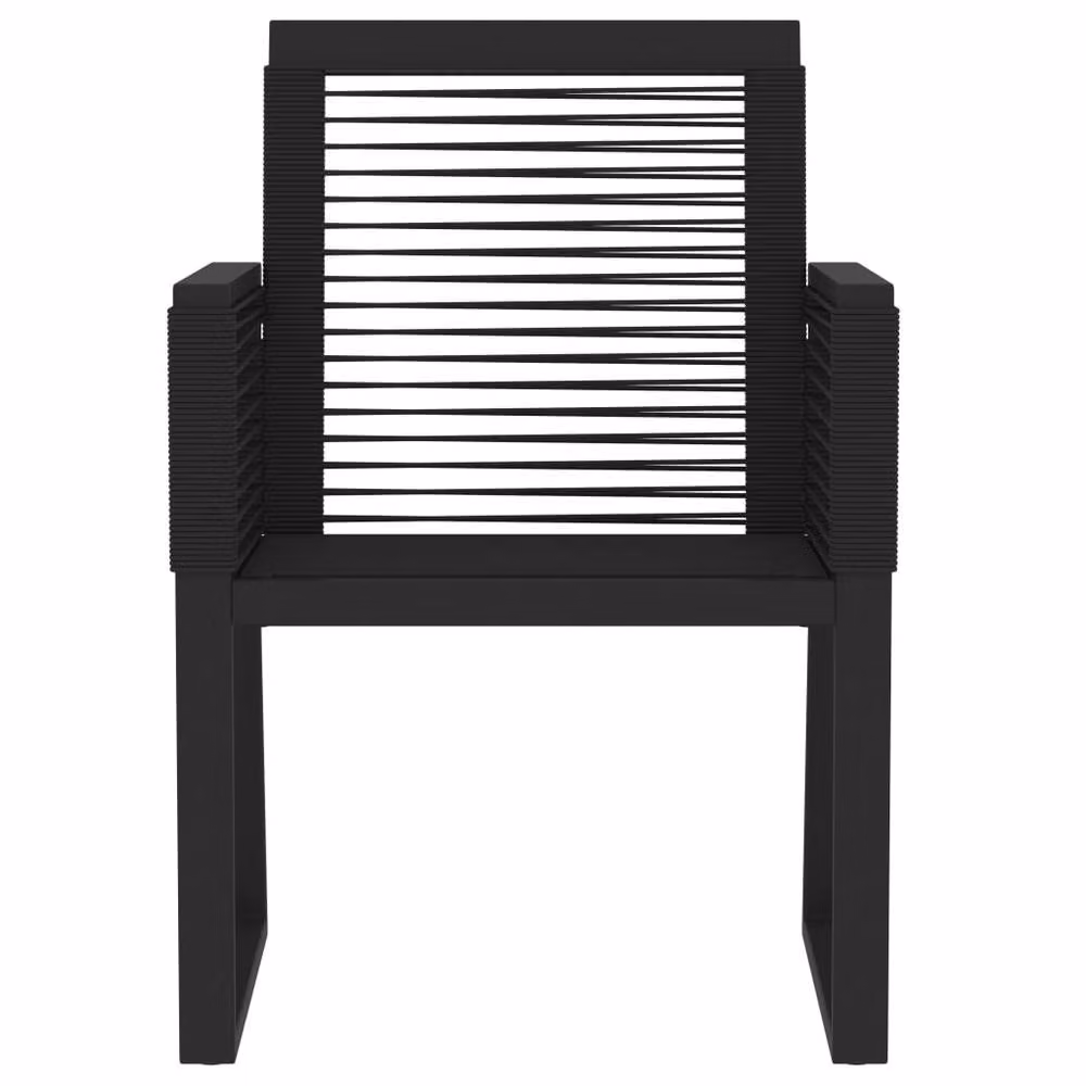 Berkfield Home 7 Piece Black Garden Dining Set with Metal, Glass and Rattan – 3