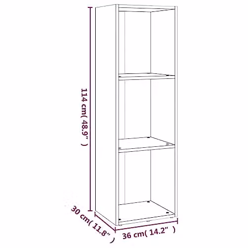 vidaXL Book and TV Cabinet in Smoked Oak, W/D/H: 36 x 30 x 114 cm – 3
