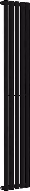 Lux Heat Black Oval Vertical Single Panel Designer Steel Radiator - Black, H 160.0 x W 30.0 x D 8.5 cm