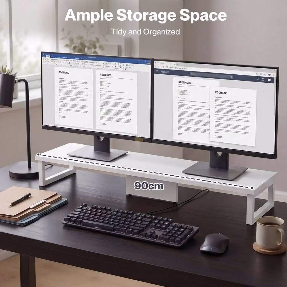 KORVIXA Dual Screen Stand Riser White – 2