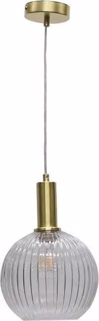 First Choice Lighting Betchley Art Deco Pendant Fitting with Transparent Glass Sphere and Gold Brass Finish – 1