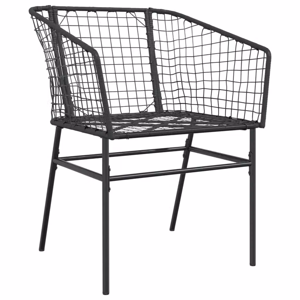 Berkfield Home Set of 2 Modern Black Poly Rattan Garden Chairs with Armrests – 2