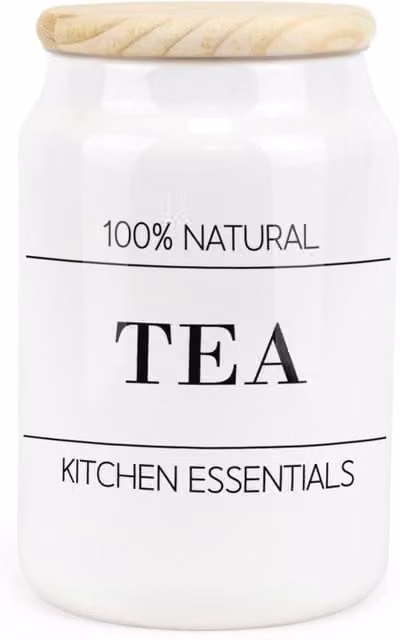 Purely Home Minimalist Essentials Ceramic Tea Storage Canister in White or Black
