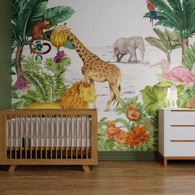 Superfresco Easy King of the Pride Multi Print To Order Animal Print Mural in White and Multicolour, W: 3 m, H: 2.8 m
