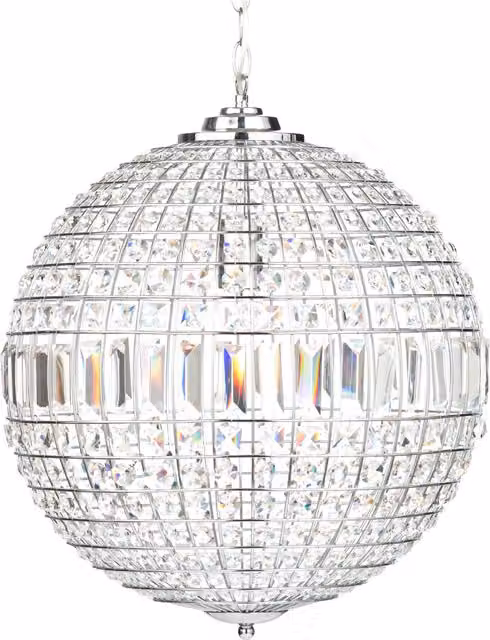 Litecraft Miley Large Globe Crystal Ceiling Pendant Light in Chrome
