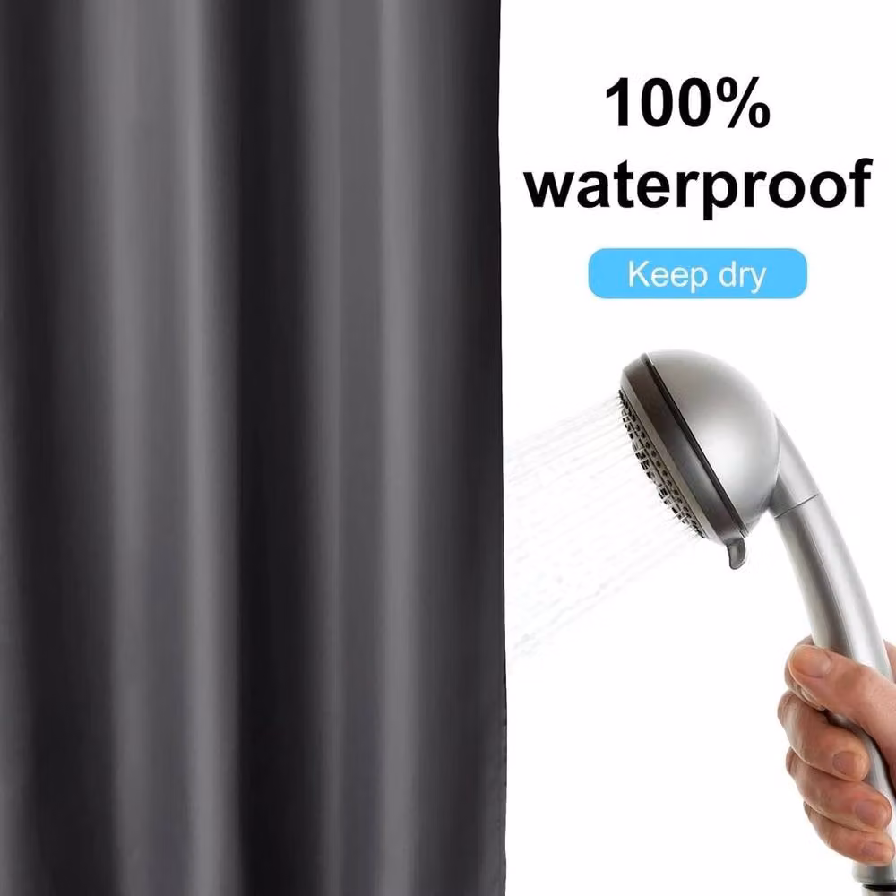 EONLION Black Antibacterial and Mould-Resistant Polyester Shower Curtain, W/H: 180 x 200 cm – 4