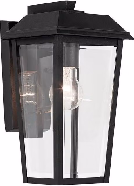 Netlighting Mathus Small Black Wall Lantern with Transparent Glass, IP44 Rated for Garden Use – 1