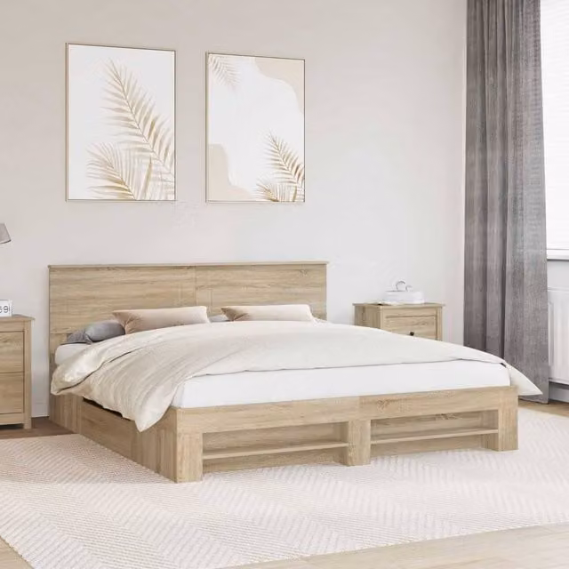 Berkfield Home Sonoma Oak Bed Frame with Drawers, Brown, W/D/H: 180 x 200 cm