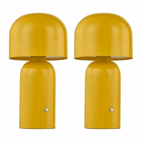 First Choice Lighting Christina Yellow LED Rechargeable Touch Table Lamps Twin Pack