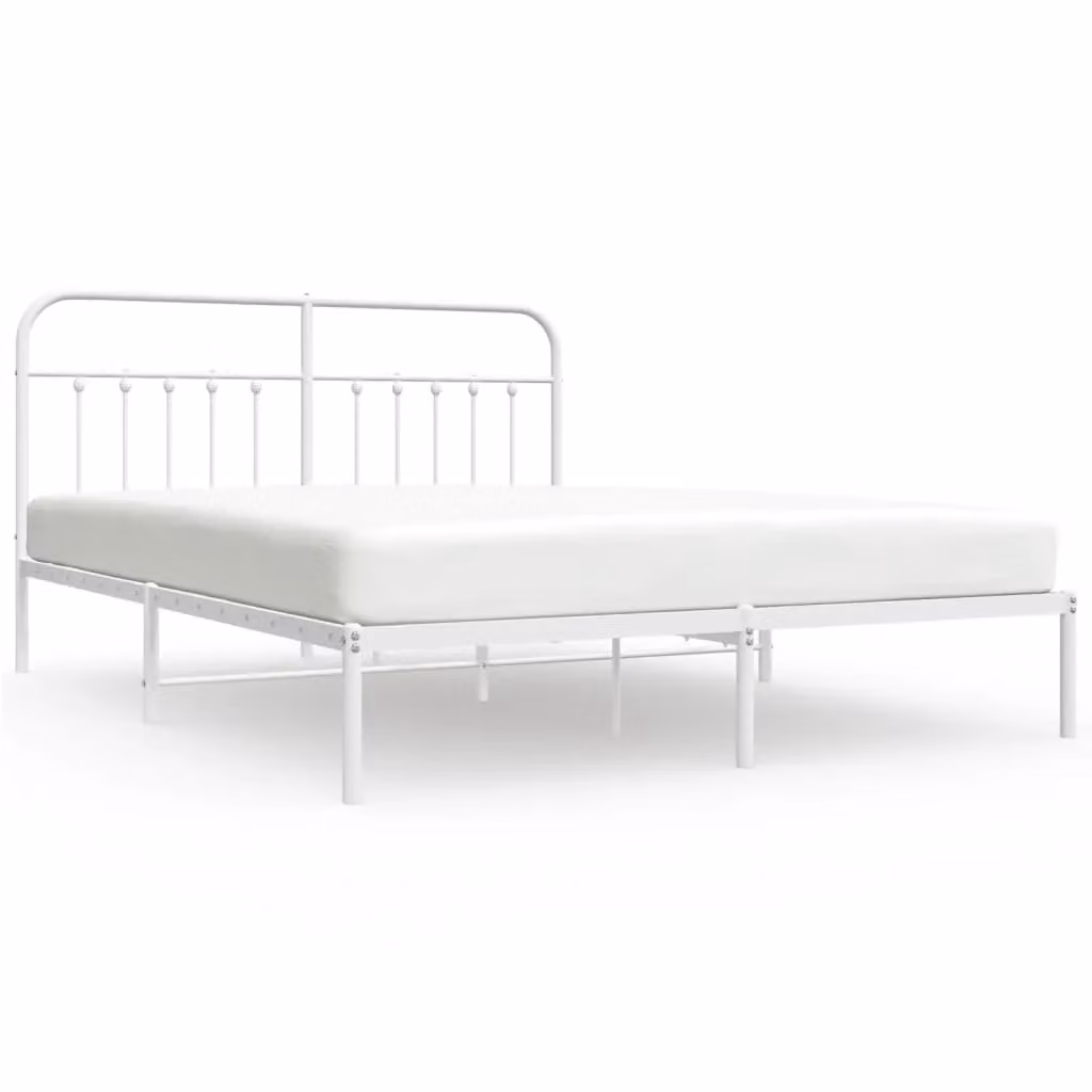 Berkfield Home Metal Bed Frame with Headboard in White, W/D/H: 180 x 200 cm – 2