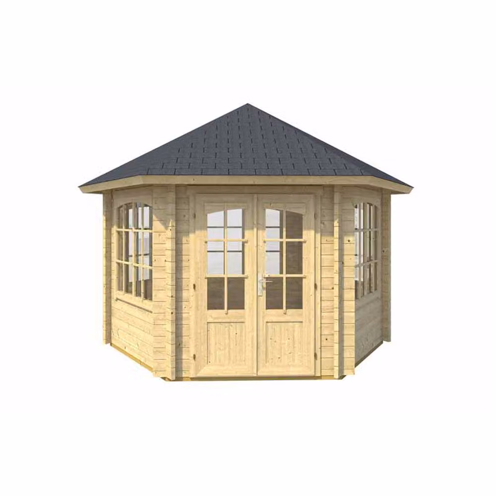 Lasita Maja Ltd Ilmenau Log Cabin Garden Room and Home Office in Beige, W: 420 cm, D: 363.7 cm, H: 306.7 cm – 2