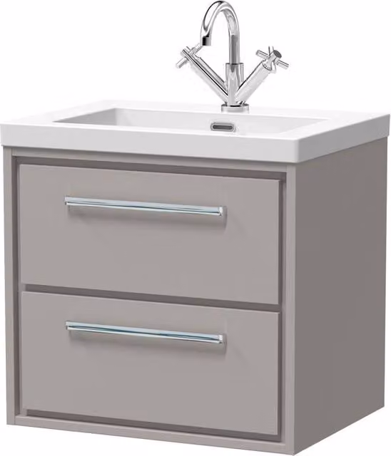 Balterley Wall Hung Fireclay Basin with 2 Soft-Close Drawers, Grey, Width: 60 cm