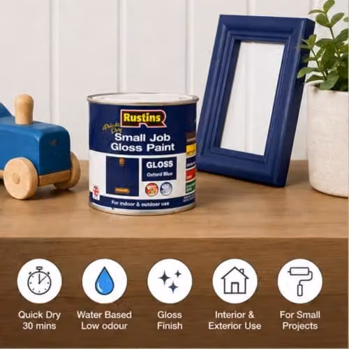 Rustins Quick Dry Water Based Gloss Paint for Wood, Blue, 250ml – 6