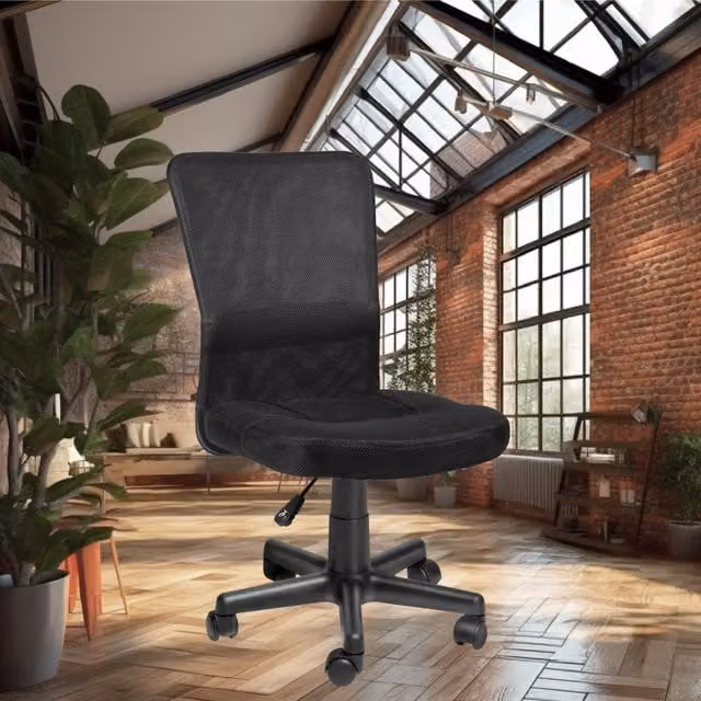 tectake Patrick Ergonomic Fabric Office Chair in Black with 360 Degree Swivel and Castors