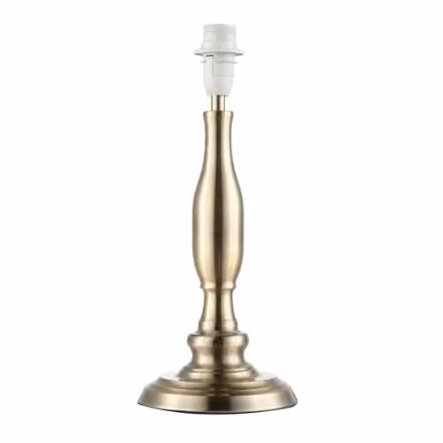 Happy Homewares Classic Antique Brass Table Lamp Base with Curvy Metal Stem Design in Gold, Height: 35 cm