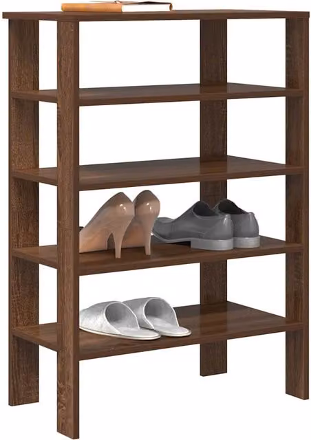 Berkfield Home Brown Oak Shoe Rack, W: 61 cm, D: 32 cm, H: 87.5 cm