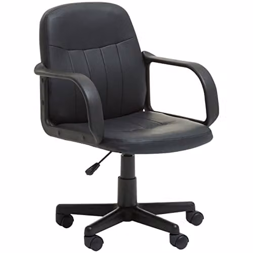 Premier Housewares Black PU Home Office Chair with Adjustable Height and Padded Seat, W: 58 cm, D: 59 cm, H: 93 cm – 2