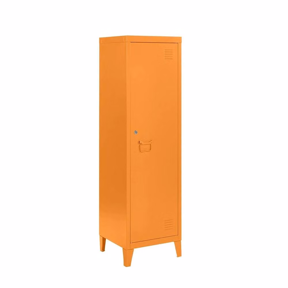 FORGEVIO Orange Metal Freestanding Locker Storage Cabinet with Hinged Doors and Internal Shelves, Height: 180 cm – 2