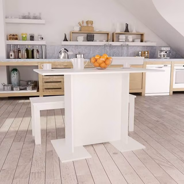 Berkfield Home White Rectangular Dining Table in Engineered Wood, W/D/H: 110 x 60 x 75 cm – 1