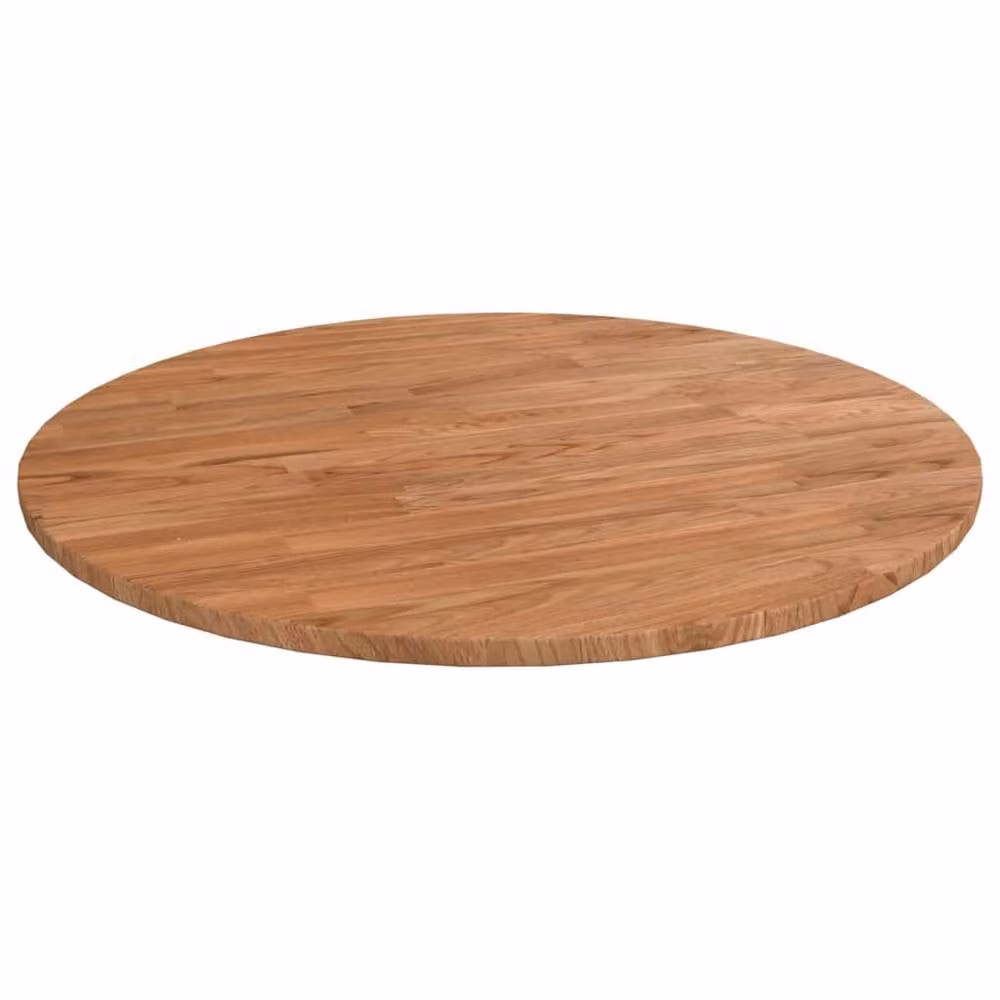 Berkfield Home Round Oak Table Top in Light Brown, Diameter: 60 cm, Thickness: 1.5 cm – 2