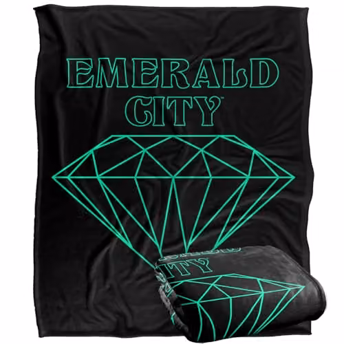 Warner Bros. The Wizard Of Oz Emerald City Line Logo Super Soft Fleece Throw Blanket, Multicolour, W/D/H: 152 x 127 cm – 1