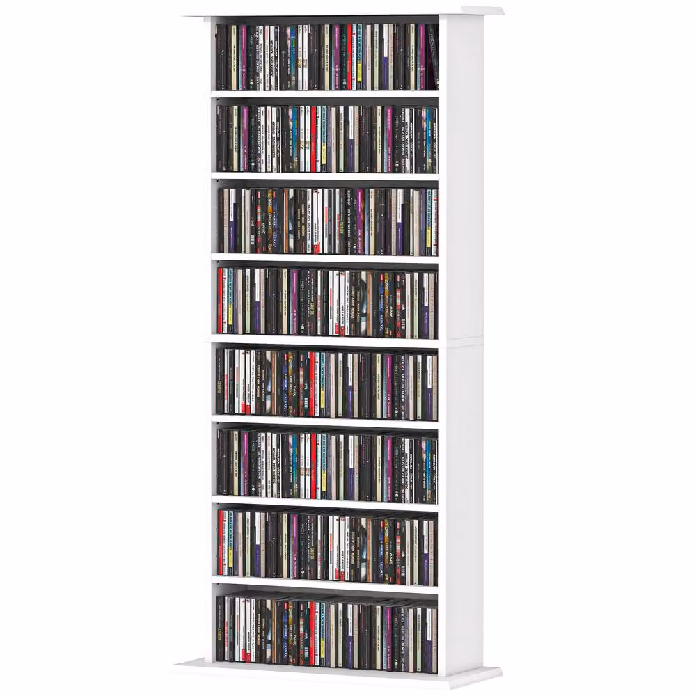 STILVORA White CD Storage Unit with 6 Adjustable Shelves – 3