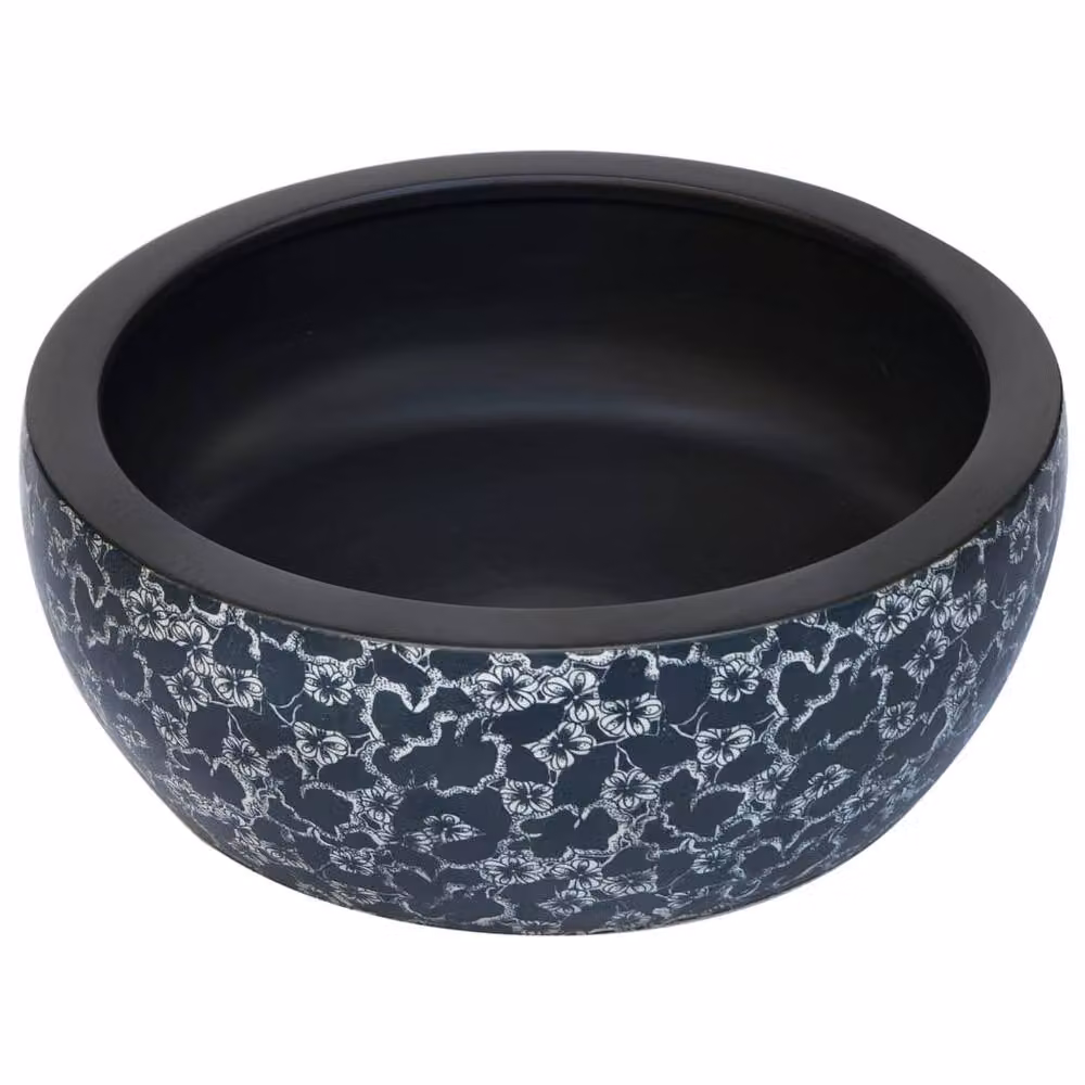 Berkfield Home Round Ceramic Countertop Basin in Black and Blue, Diameter: 41 cm, Height: 14 cm – 3