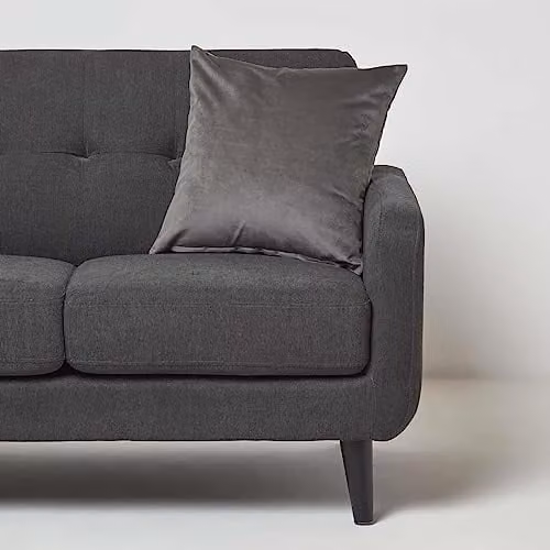 Homescapes Grey Velvet Square Cushion with Microfibre Insert, W/D/H: 45 x 45 x 45 cm – 2