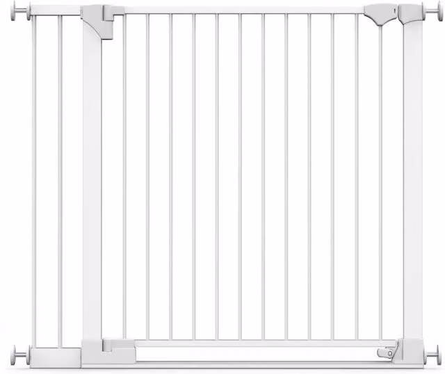 Safetots White Metal Extendable No-Drill Swing Door Baby Gate for Doors and Stairs, Width: 110 cm - 117 cm