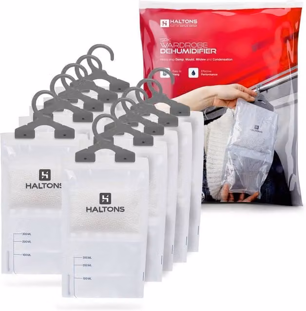 Haltons Hanging Dehumidifier Moisture Absorbers, 210g, Pack of 10, White – 1
