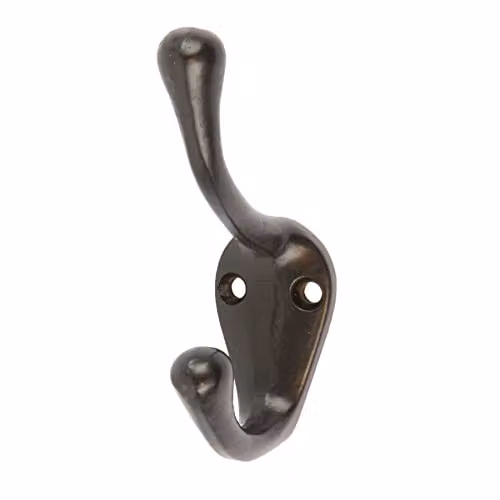 Hammer and Tongs Matt Black Powder-Coated Iron Hanging Hook, W: 2.5 cm, H: 8.0 cm
