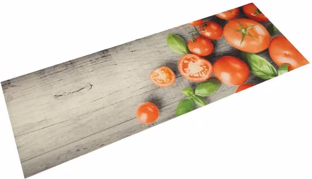 Berkfield Home Tomatoes Washable Velvet Kitchen Rug in Grey, W: 45 cm, L: 150 cm