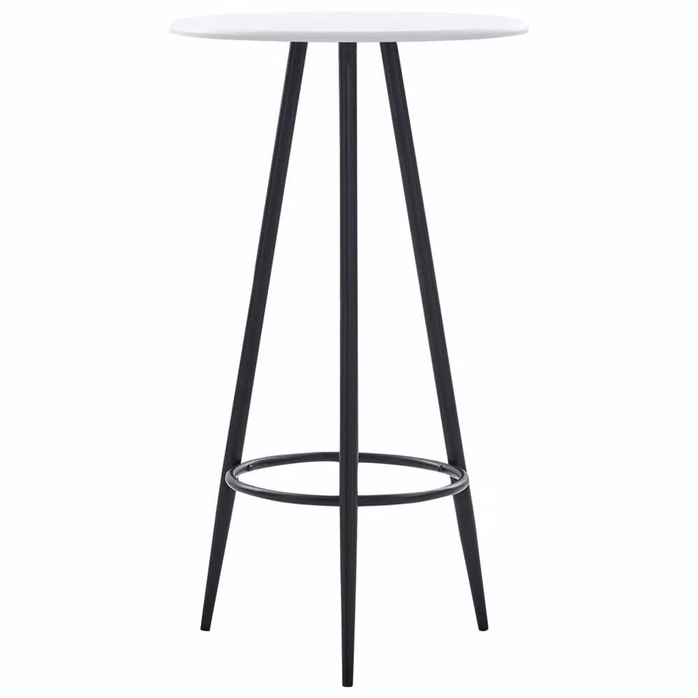 Berkfield Home Modern Round Bar Table in White MDF and Metal, W: 60 cm, D: 107.5 cm