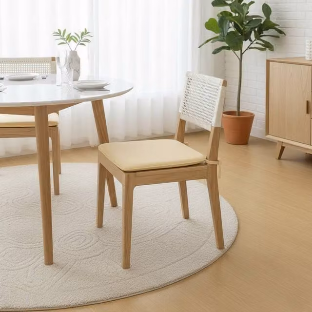 Snug City Pack of 4 Beige Foam Seat Pads with Ties for Dining and Kitchen Chairs