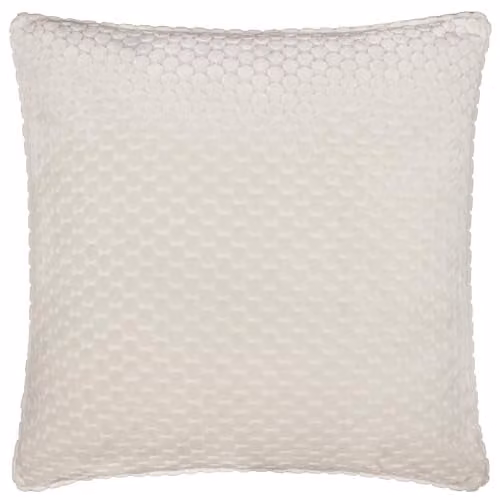 Paoletti Neptune Velvet Geometric Decorative Cushion, White and Beige, W/D/H: 50 x 50 x 50 cm – 1