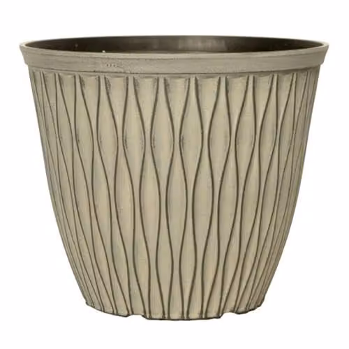 YouGarden Pair of Laval Planters in Grey, 26cm Diameter Plastic Tubs