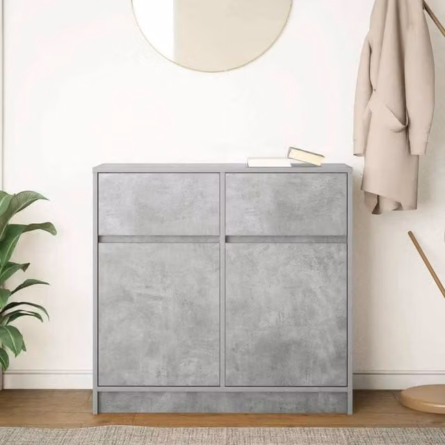 Berkfield Home Sideboard with Drawer in Concrete Grey, W/D/H: 80 x 34 x 76 cm – 1