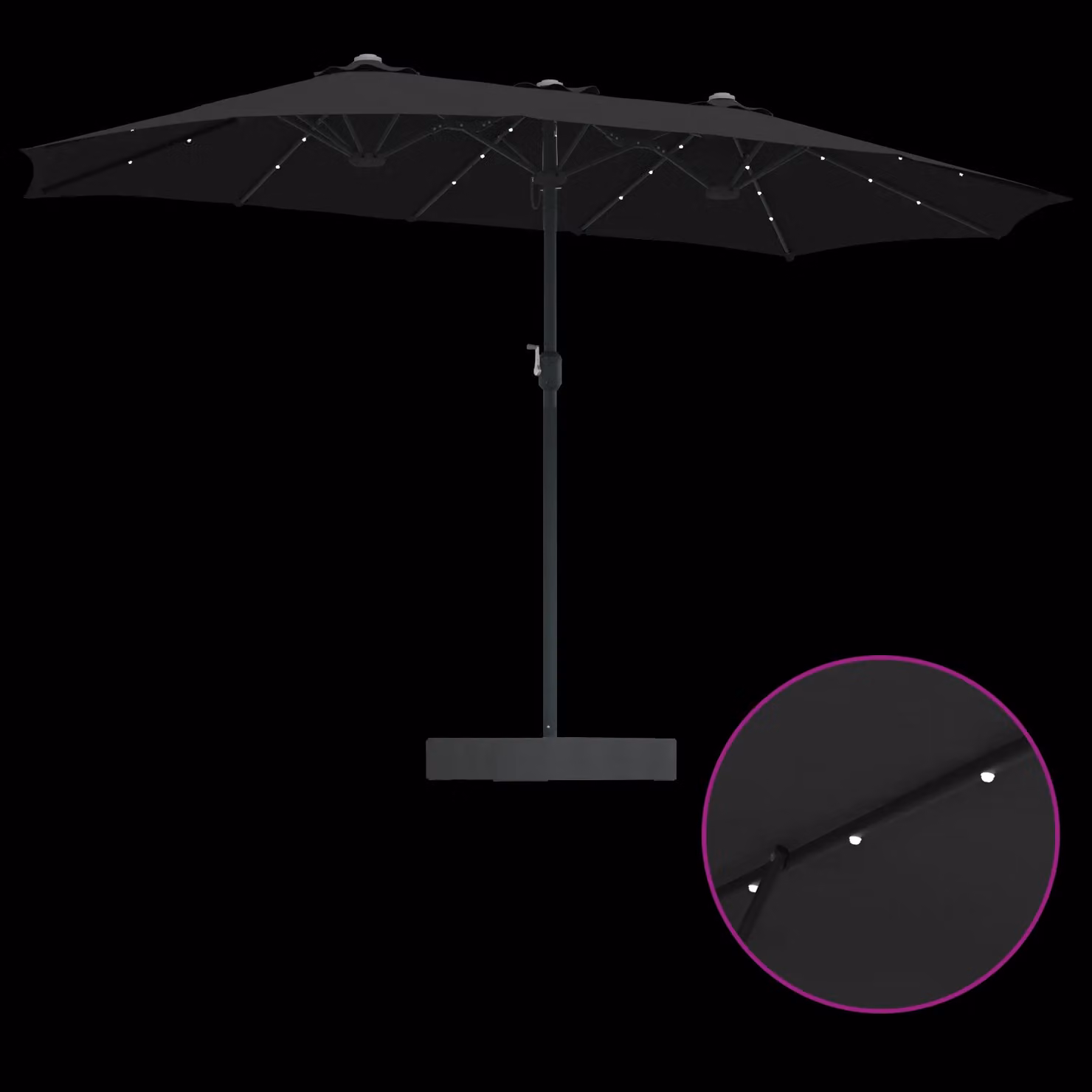 Berkfield Home Folding Garden Parasol in Black with Polyester Fabric and Steel Frame, W/D/H: 385 x 209 x 244 cm – 5
