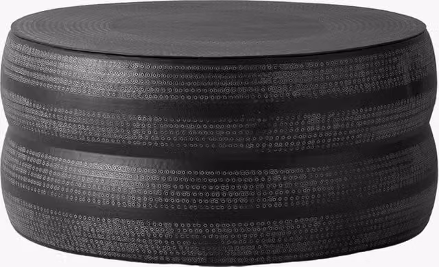 Perch & Parrow Nadia Round Boho Coffee Table in Black and Silver