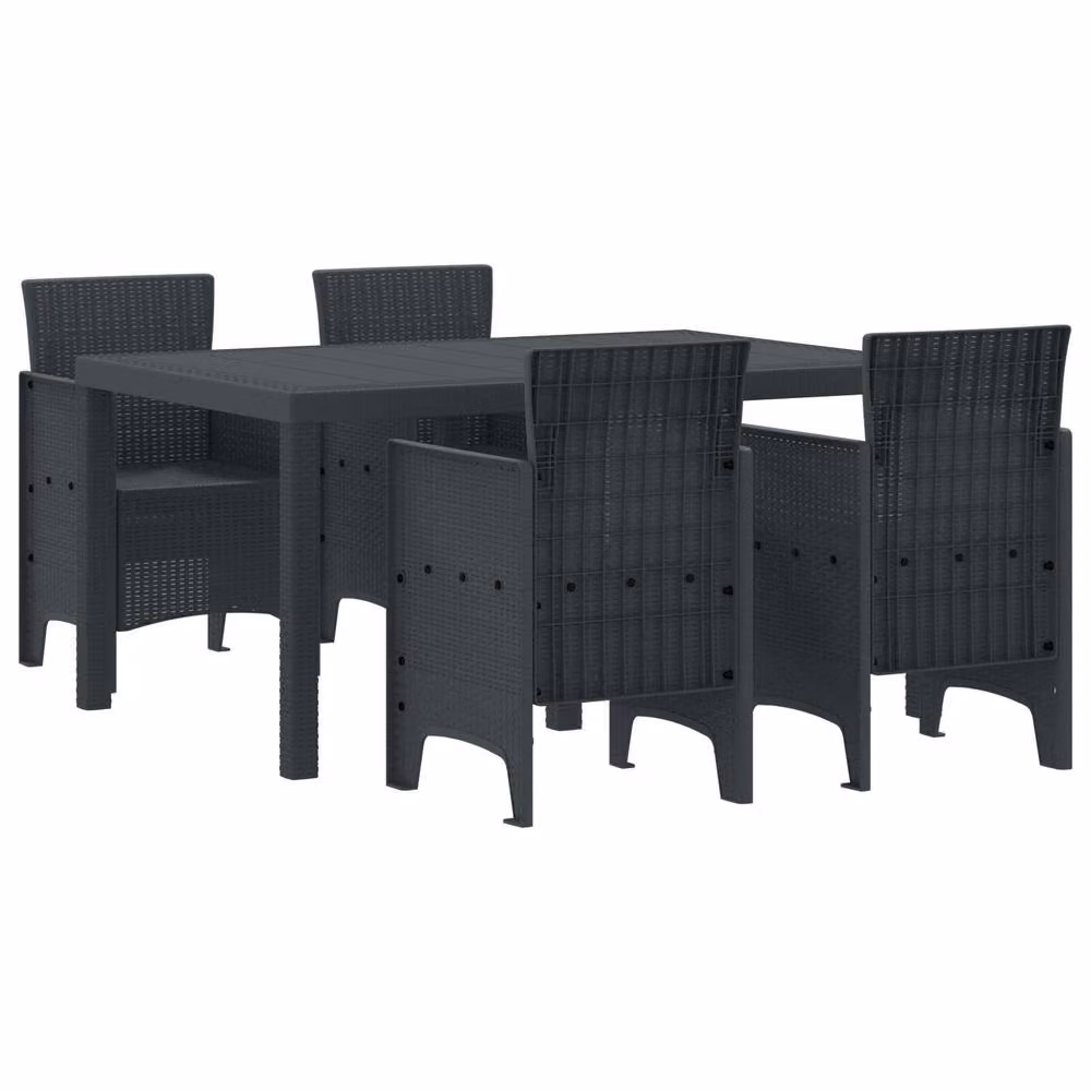 Berkfield Home 5 Piece Anthracite Poly Rattan Garden Dining Set – 2