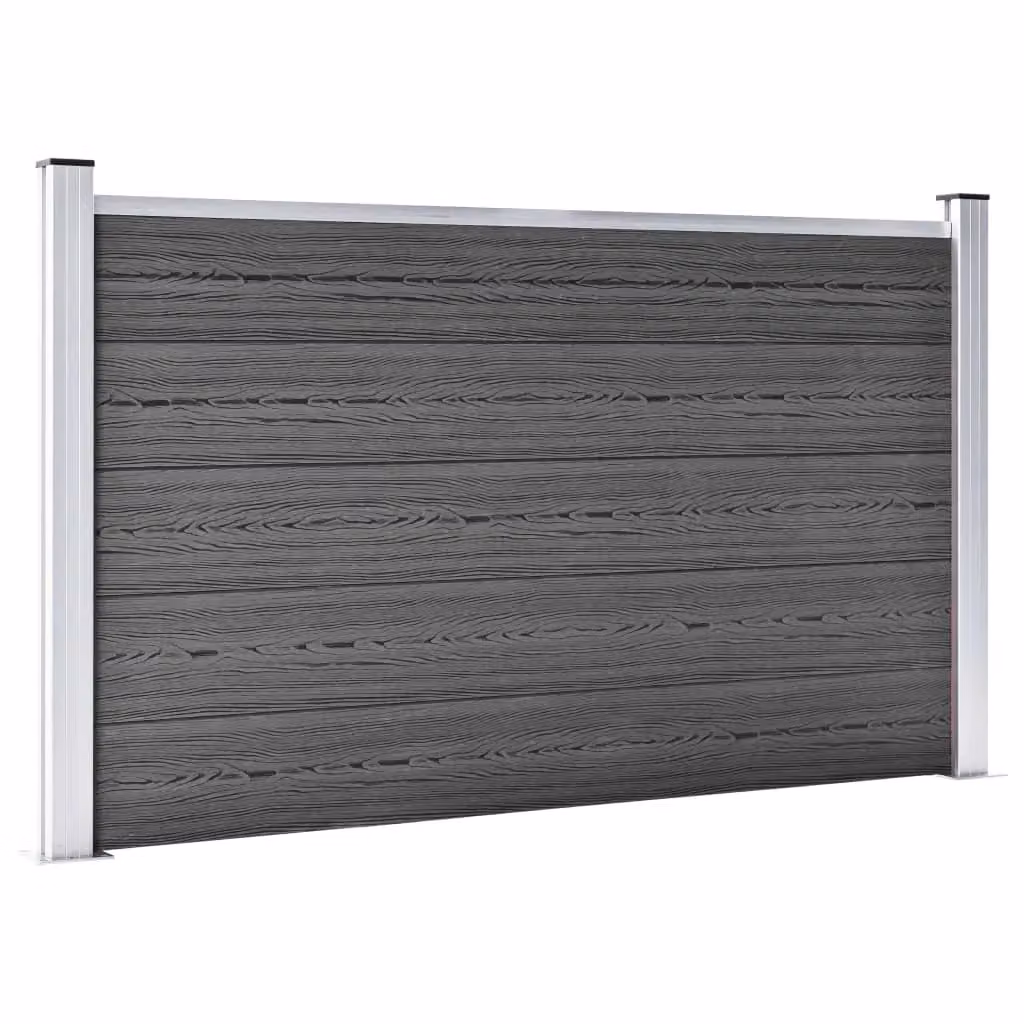 Berkfield Home WPC Fence Panel Set in Black, W: 699 cm, H: 105 cm – 3