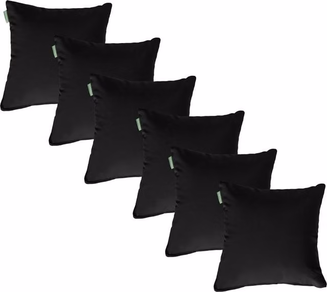 Gardenista Set of 6 Black Square Outdoor Scatter Cushions with Hollow Fibre Filling