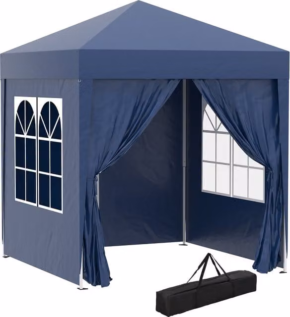 Outsunny Blue Waterproof Gazebo with Removable Walls and Carry Bag, W: 200 cm, D: 200 cm, H: 240 cm – 1