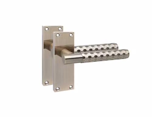 Golden Grace Hex Cut Door Handle Set in Gold with 2.5 inch Latch, Antique Brass Metal Finish – 2